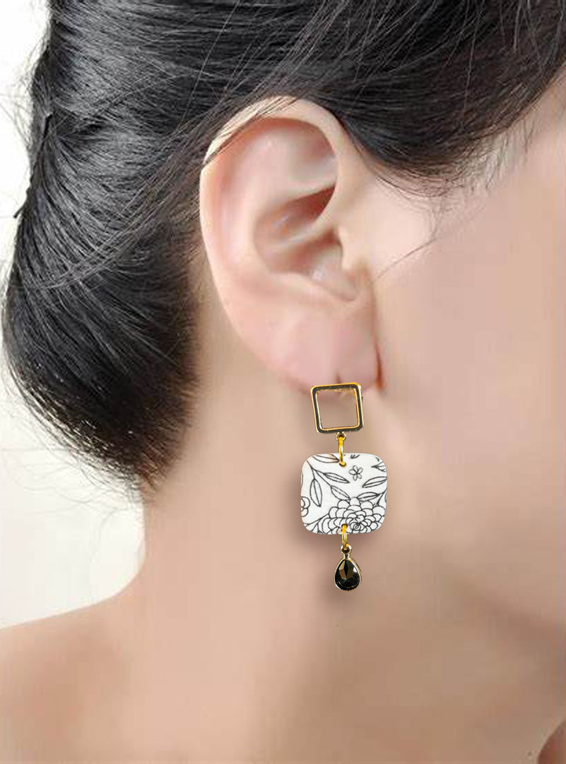 Square Dangle with Jewel Accent