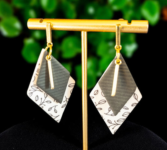 Black Patterned Diamond Dangles
