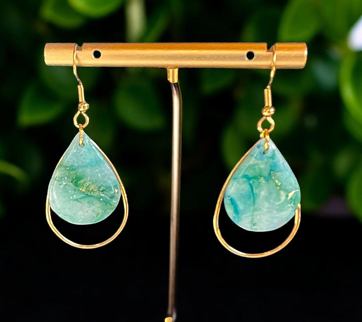 Blue Green Marble Dangle