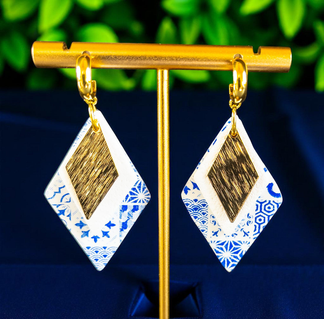 Blue Diamond Tile Dangles