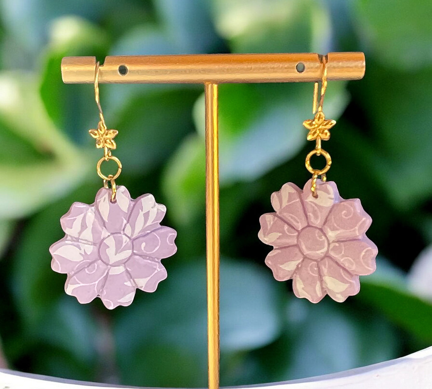 Lavender Patterned Flower Dangle