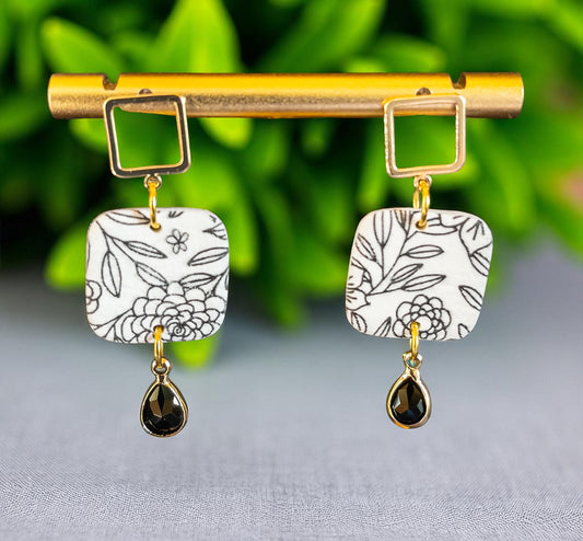 Square Dangle with Jewel Accent