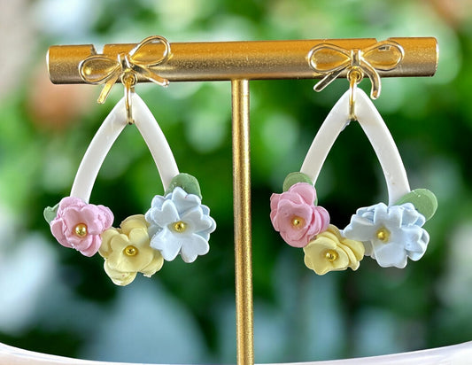 White Teardrop Floral Dangle